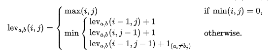 Levenshtein Distance Fomula